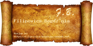 Filipovics Begónia névjegykártya